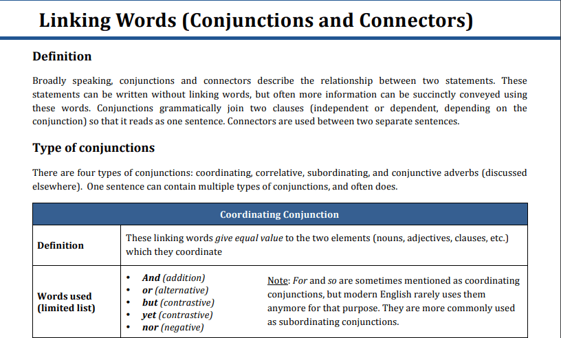 Conjunctions and Connectors for a cohesive paragraph